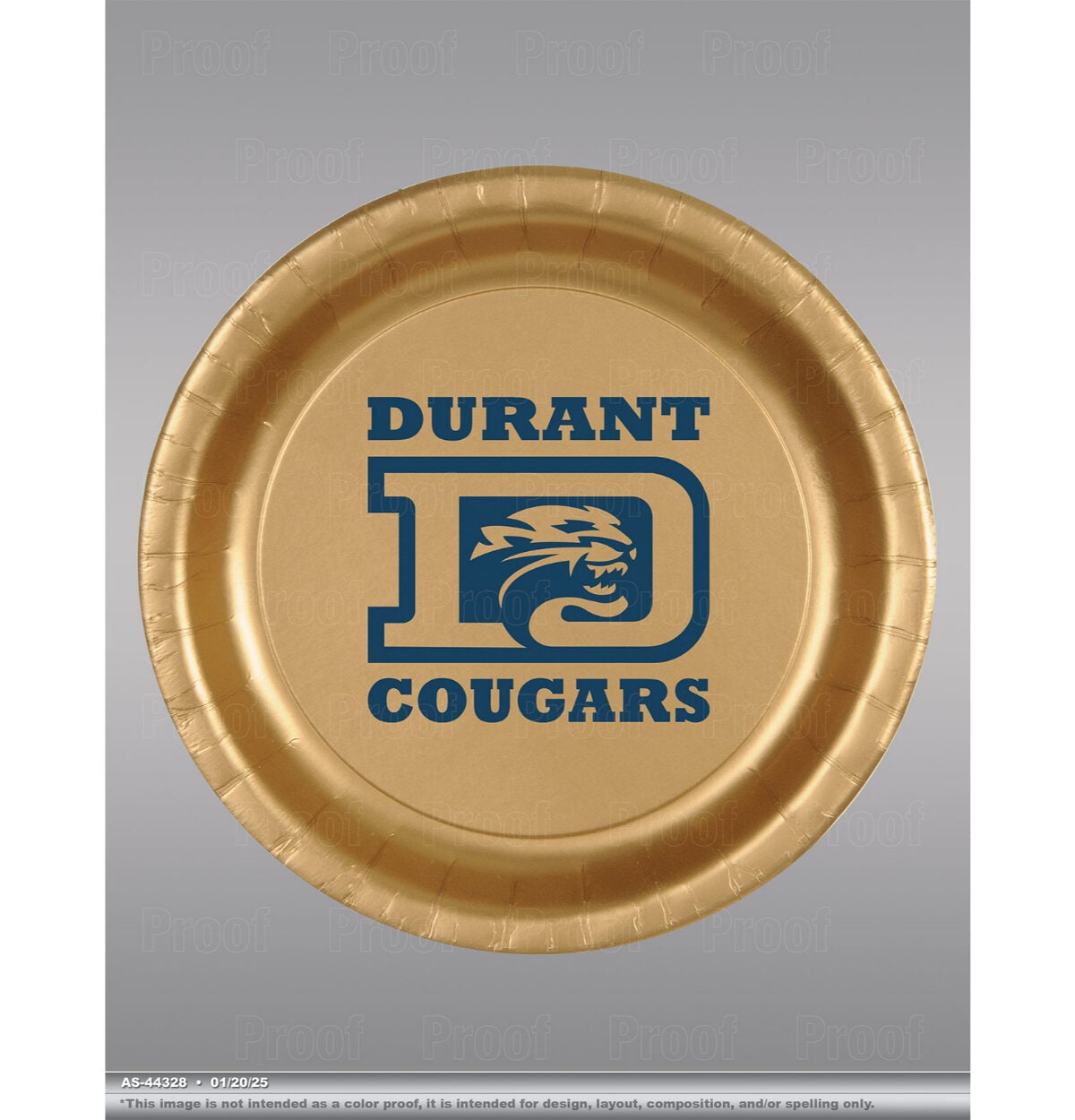Durant High School Custom Printed Plates 8ct.