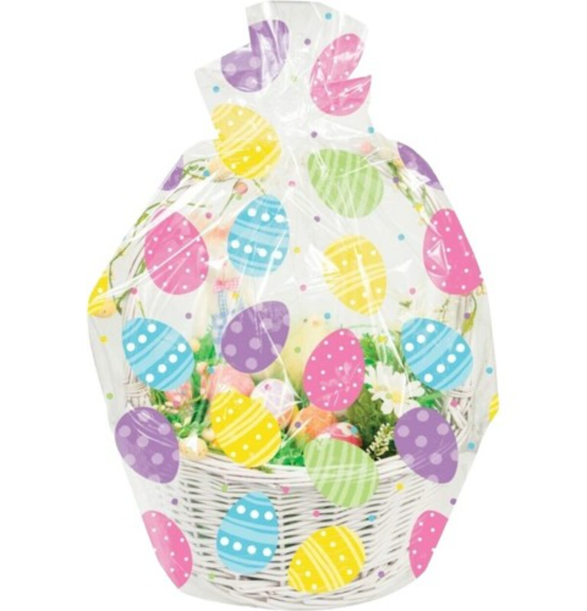 1CT EASTER TOSS BAG CELLO BASKET BAG