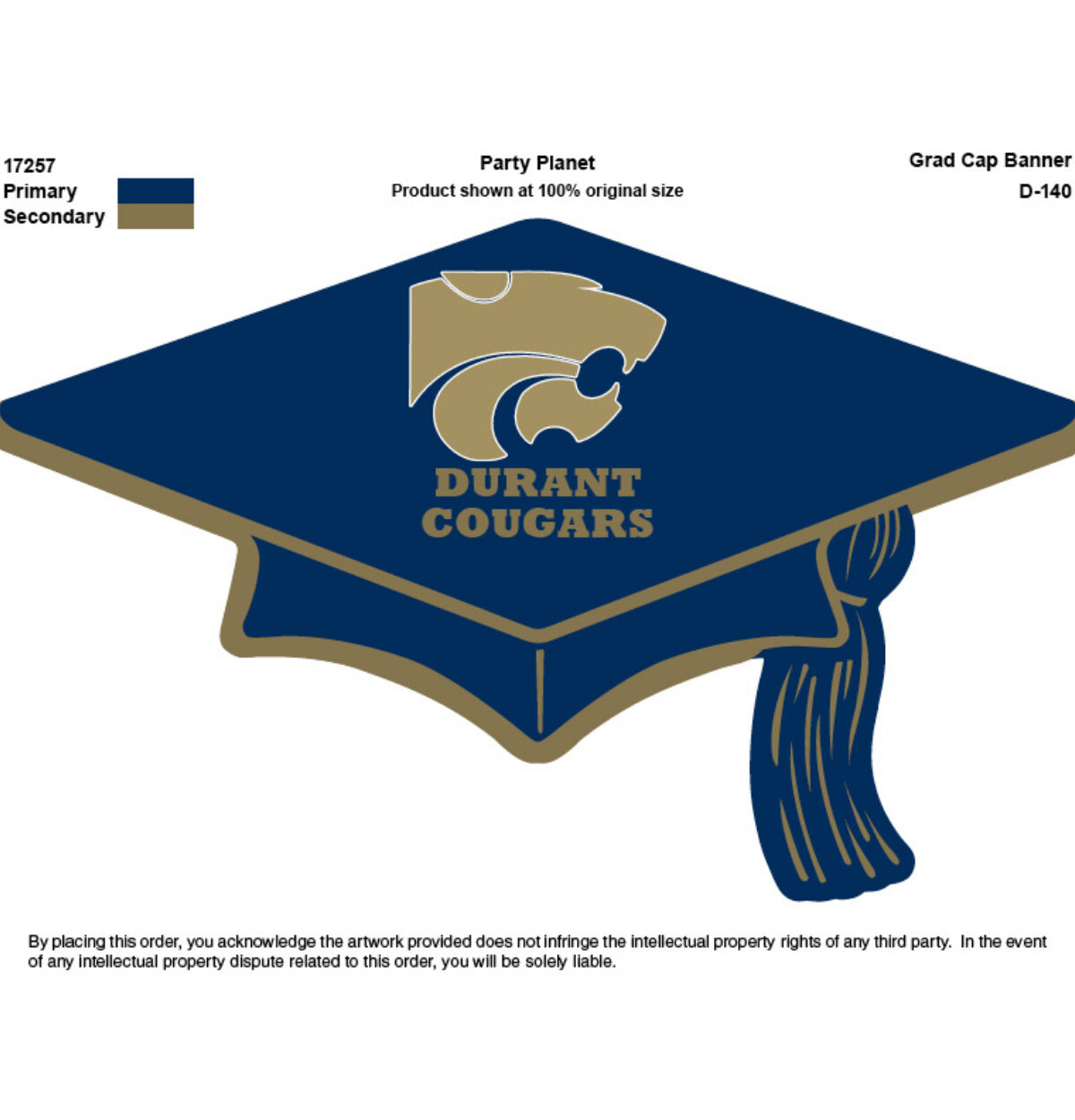 DURANT High School Grad Cap Centerpiece