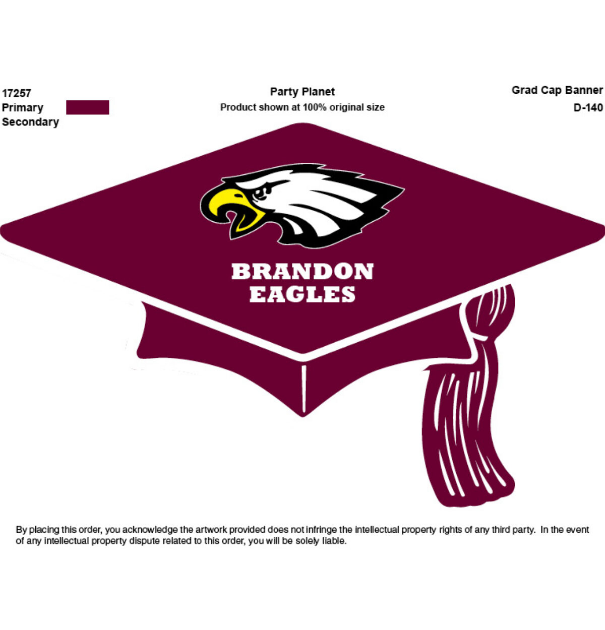 BRANDON High School Grad Cap Twirly Whirl 5ct.