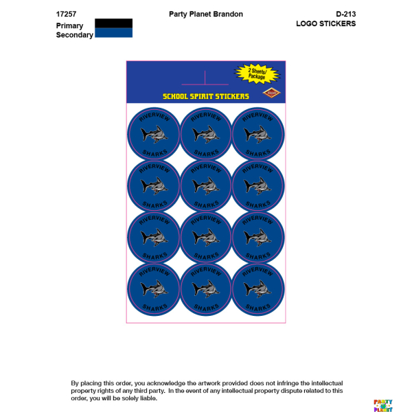 RIVERVIEW High School Spirit Stickers 24ct.