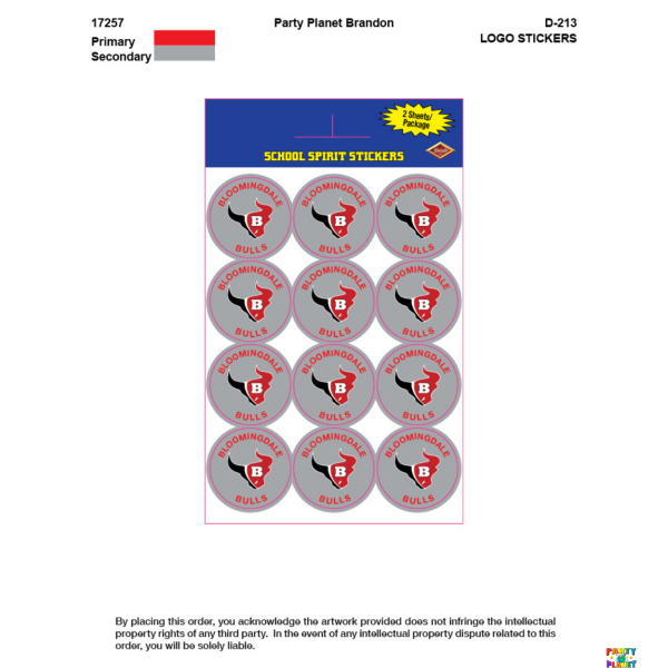 BLOOMINGDALE High School Spirit Stickers 24ct.