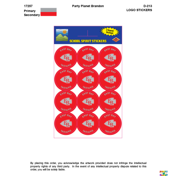 EAST BAY High School Spirit Stickers 24ct.