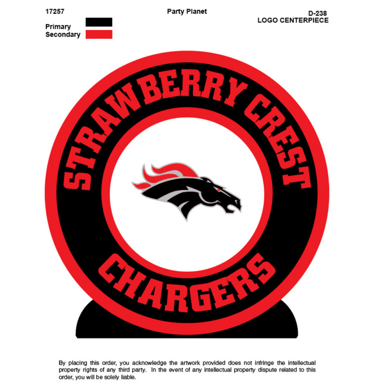 STRAWBERRY CREST High School Spirit Centerpiece