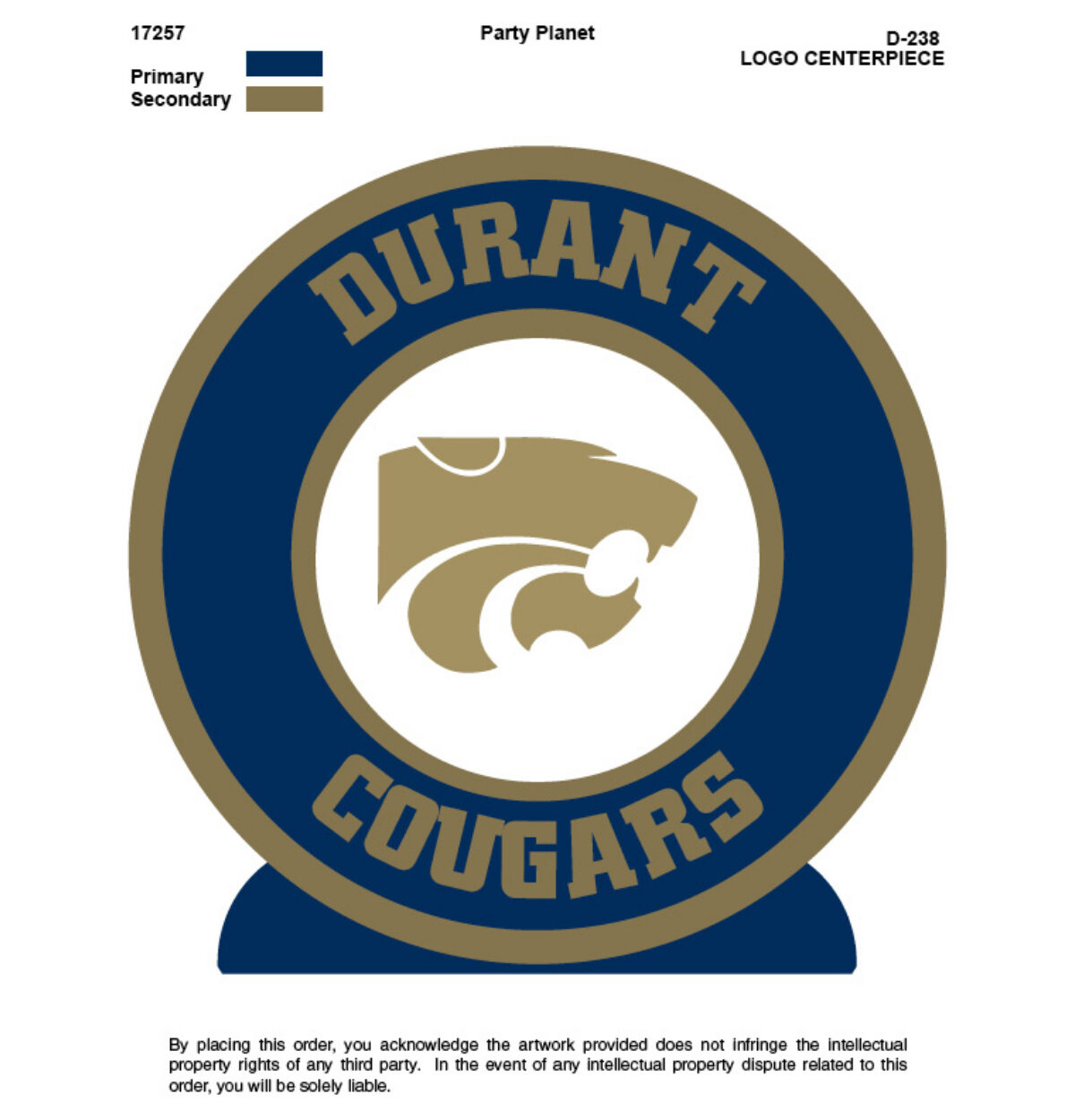 DURANT High School School Spirit Centerpiece