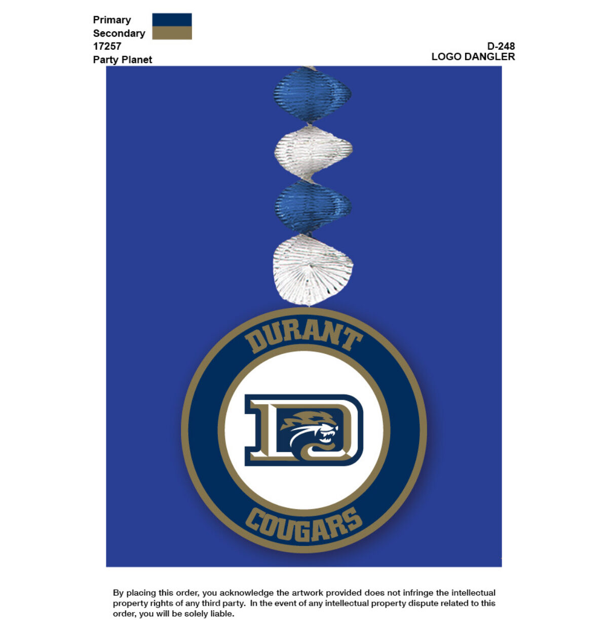 DURANT HIGH SCHOOL Logo Spirit Danglers