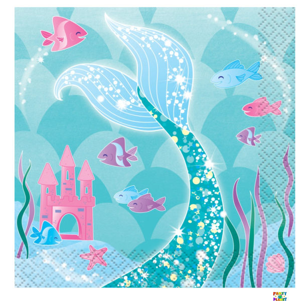 Mermaid Beverage Napkins 16ct