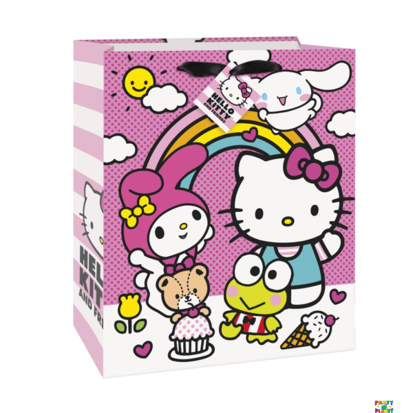 Hello Kitty Large Gift Bag with Ribbon Handle - Pink & Spacious