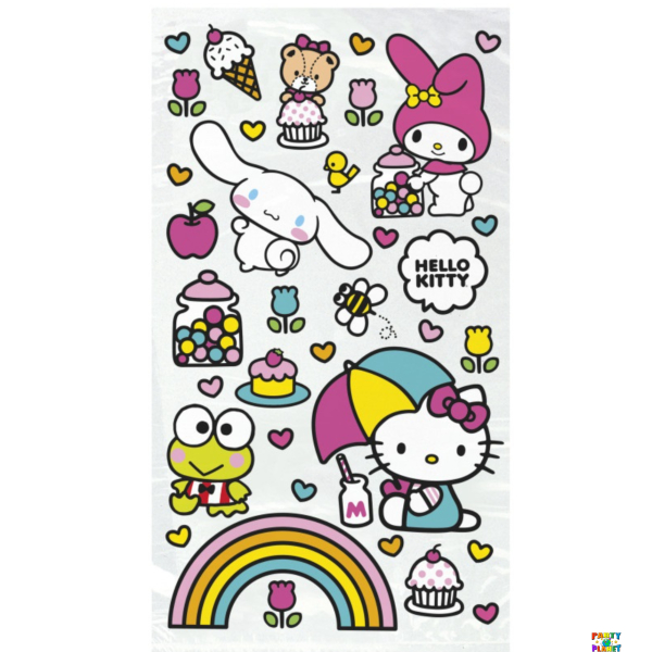 Hello Kitty & Friends 16-Pack Cellophane Bags, 5"x9" Colorful Party Favors