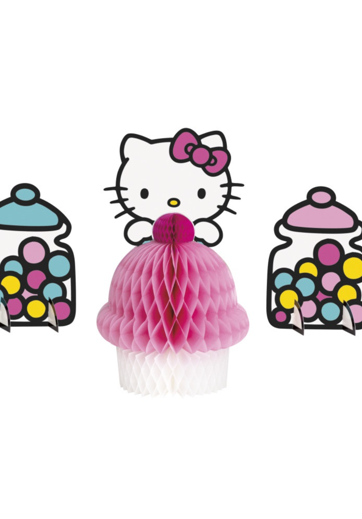 Hello Kitty & Friends 3pc Honeycomb Decor Set - Colorful Party Centerpieces