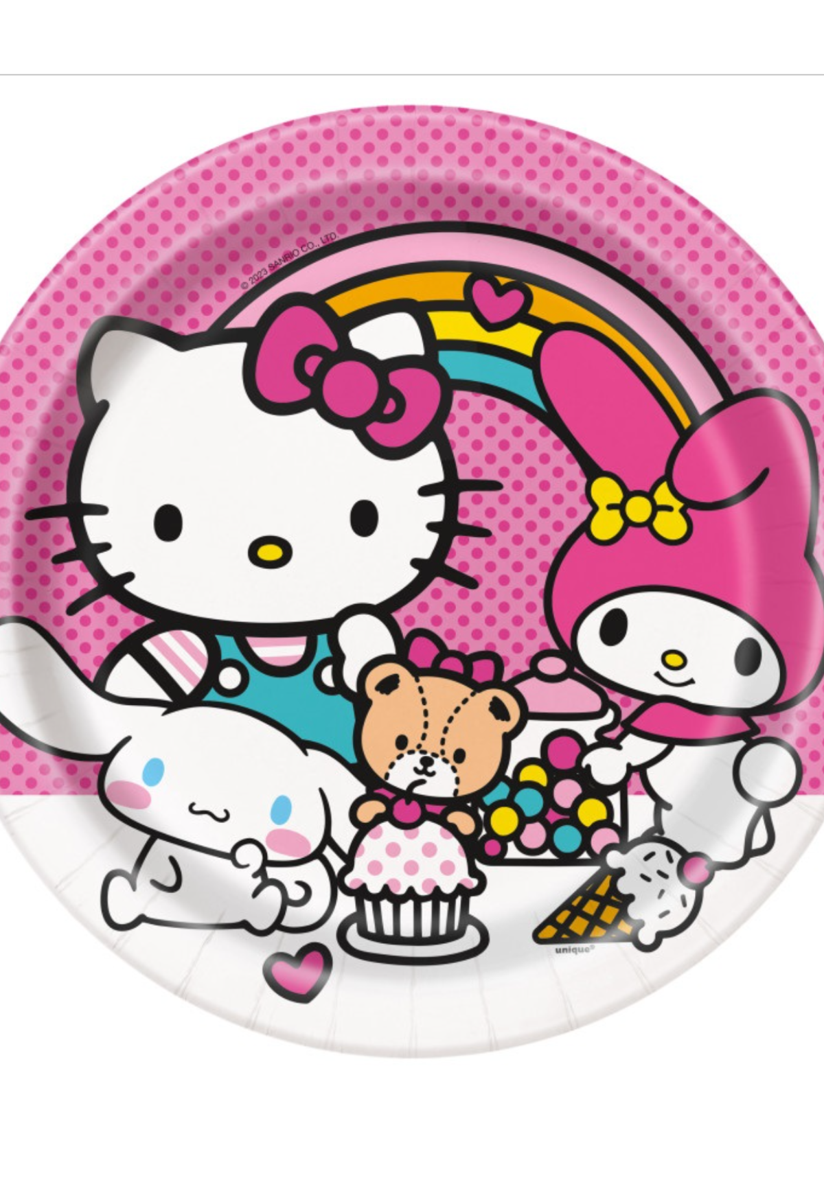Hello Kitty & Friends 9" Round Dinner Plates, 8-Pack, Colorful