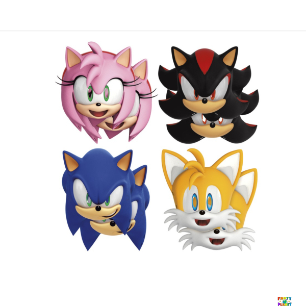 Sonic the Hedgehog Party Masks, Paper, 8-Pack, Colorful