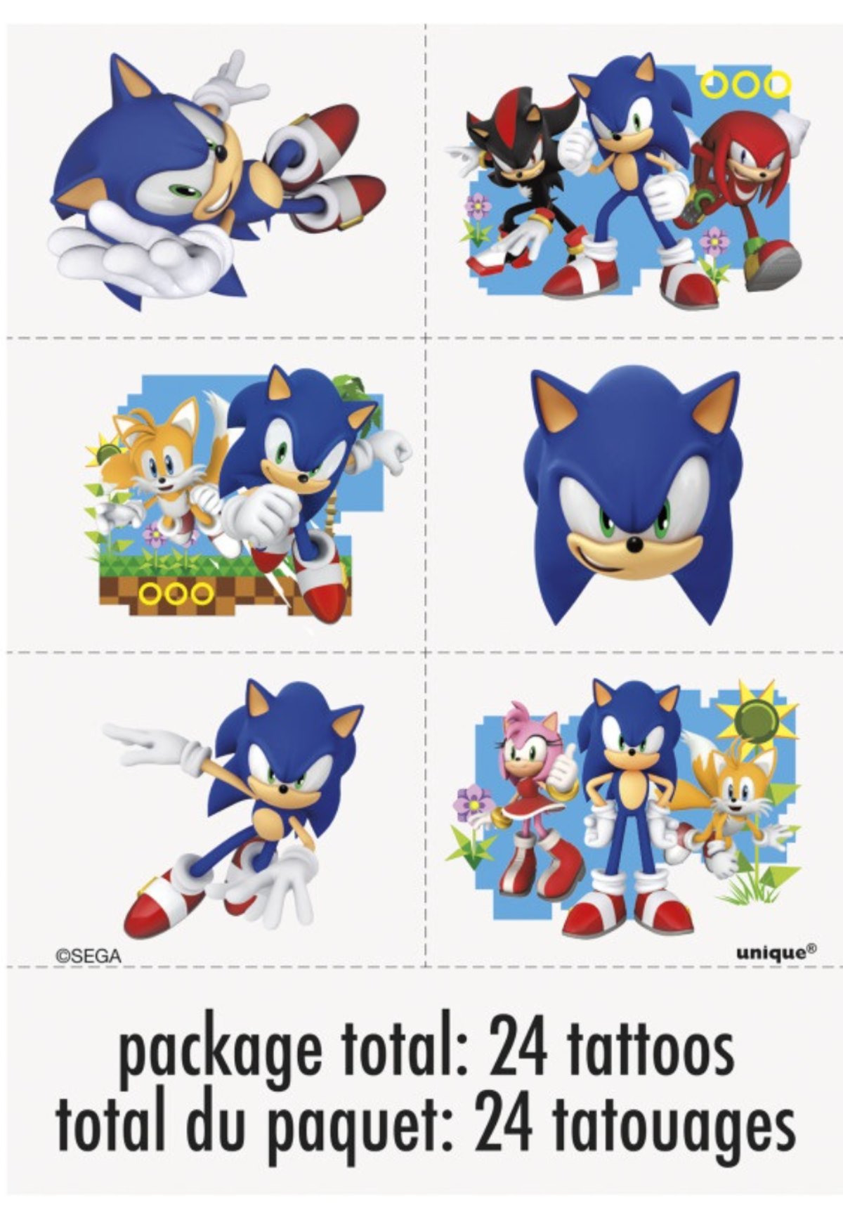 Sonic the Hedgehog 24-Pack Temporary Tattoos