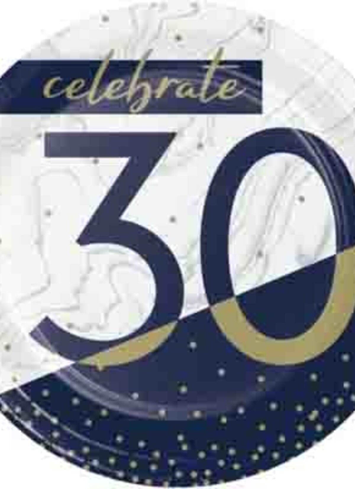 NAVY & GOLD MILESTONE 30TH PLATES - 8CT.