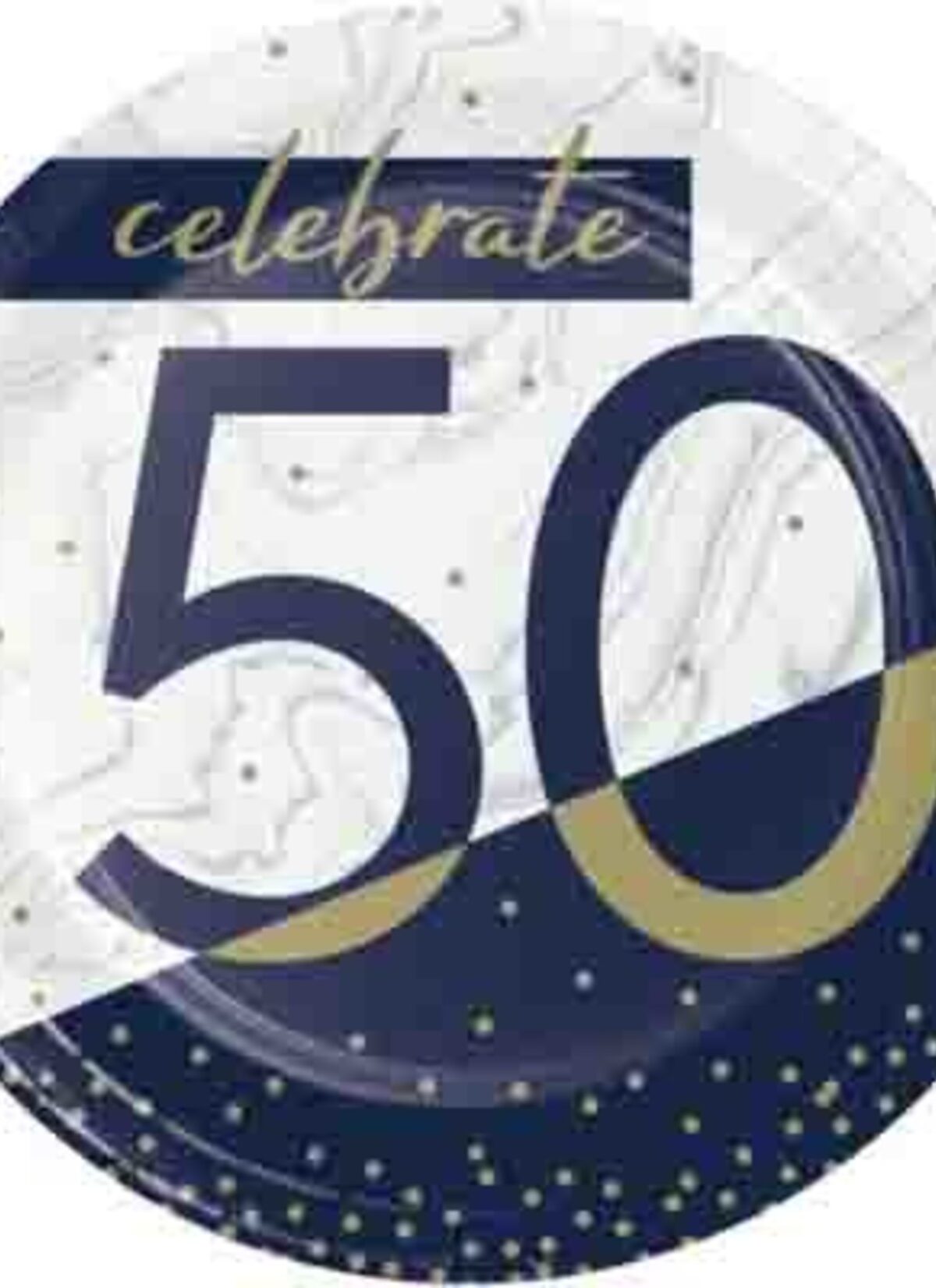 NAVY & GOLD MILESTONE 50TH 7IN PLATES - 8CT.