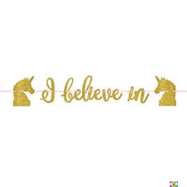 Magical Unicorn Gold Glitter Ribbon Letter Banner