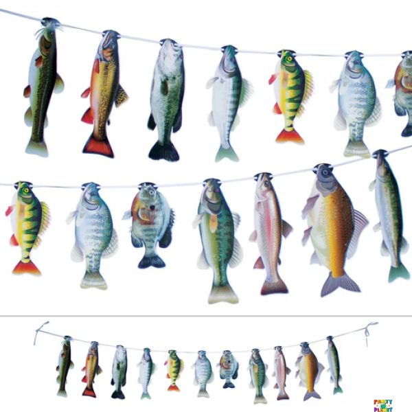 GONE FISHIN' STRING OF FISH BANNER