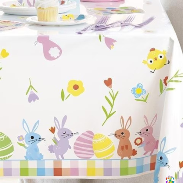 Colorful Gingham Easter Rectangular Plastic Table Cover 54" x 84"