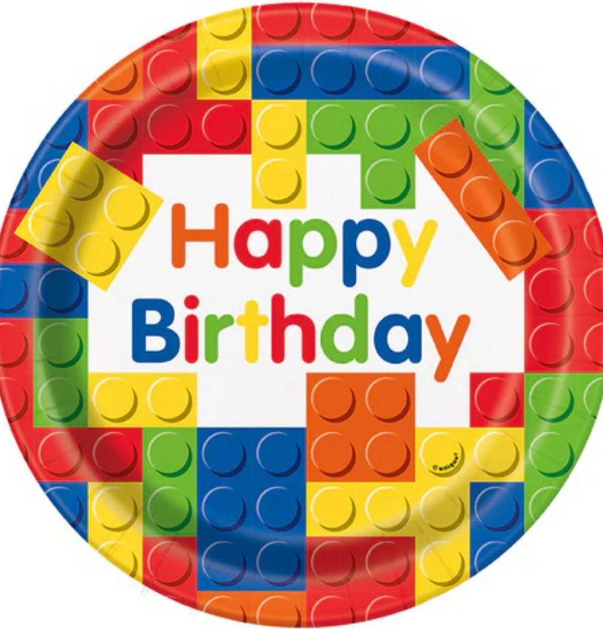 Building Blocks Birthday Round 9" Dinner Plates 8ct.