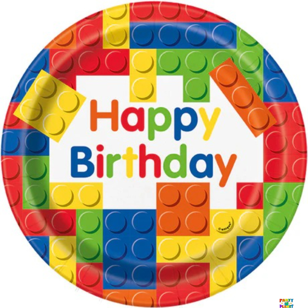 Building Blocks Birthday Round 9" Dinner Plates 8ct.