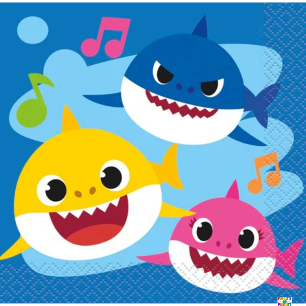 BABY SHARK BEVERAGE NAPKINS 16ct