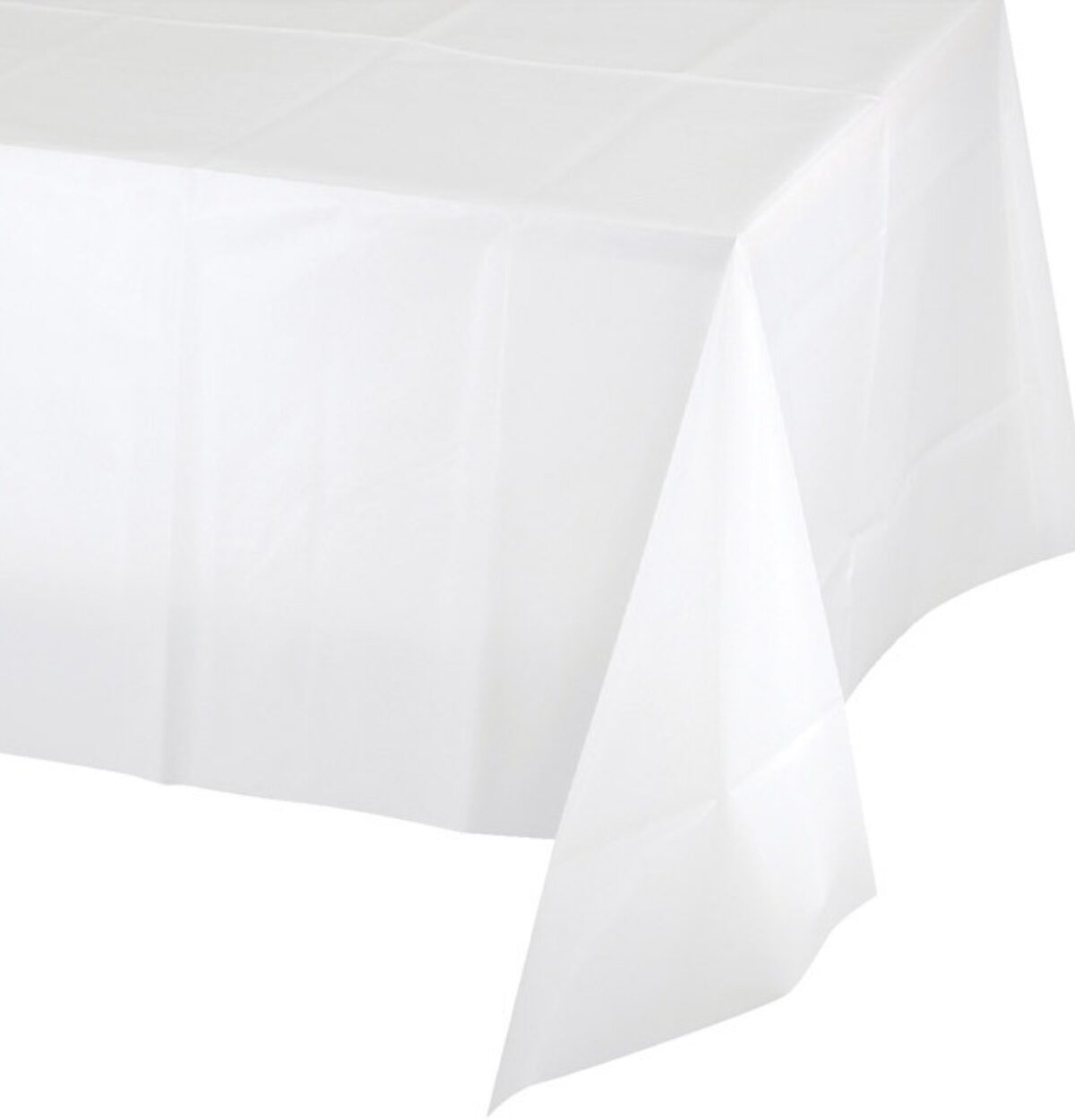 White Solid Rectangular Plastic Table Cover 54" x 108"