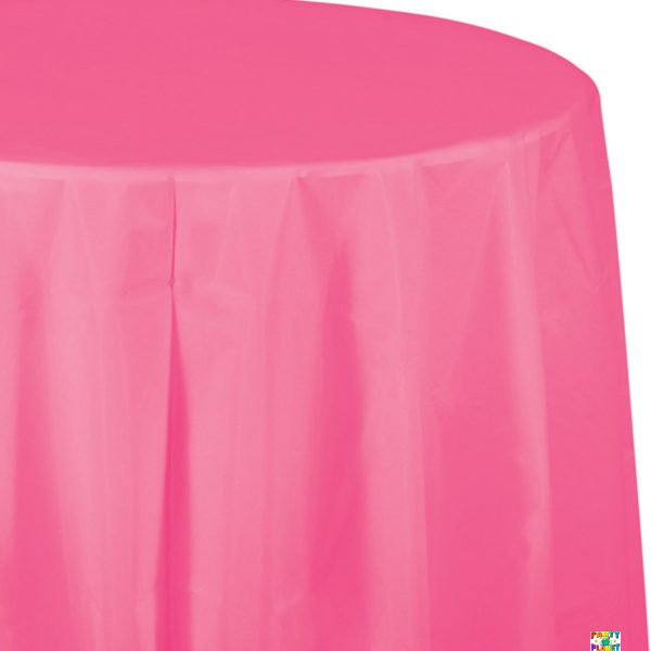 Candy Pink Plastic Octy-Round Tablecover 82"