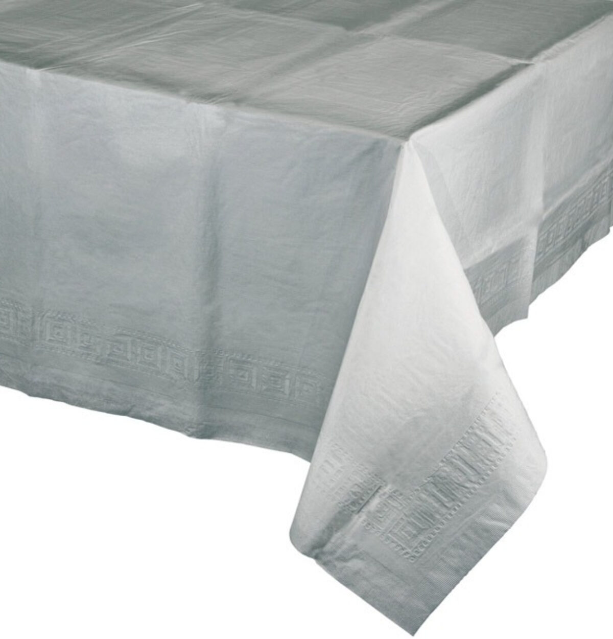 Shimmering Silver Tissue-Poly Table Cover 54"x108"