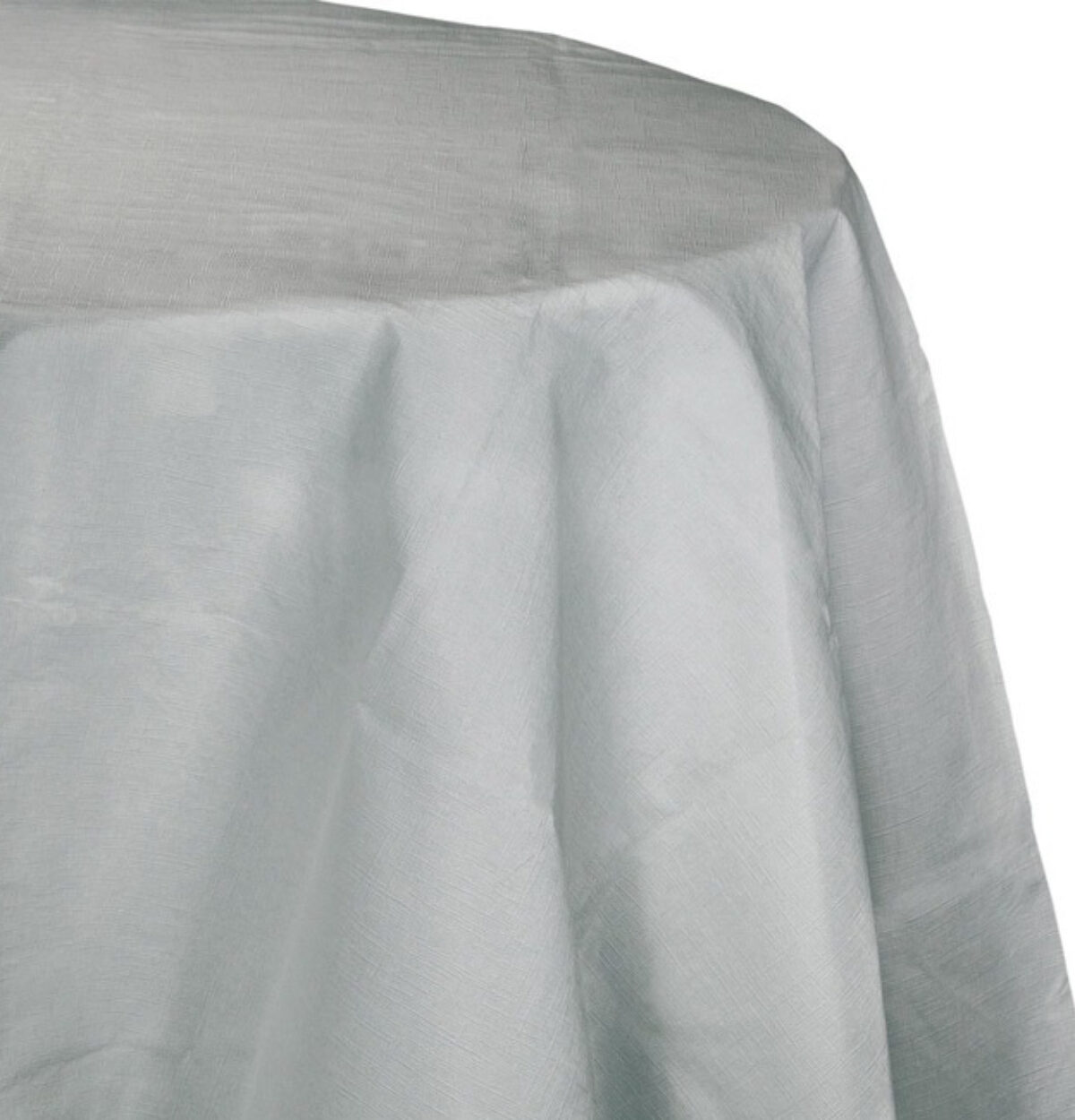 Shimmering Silver Plastic Octy-Round Tablecover 82"