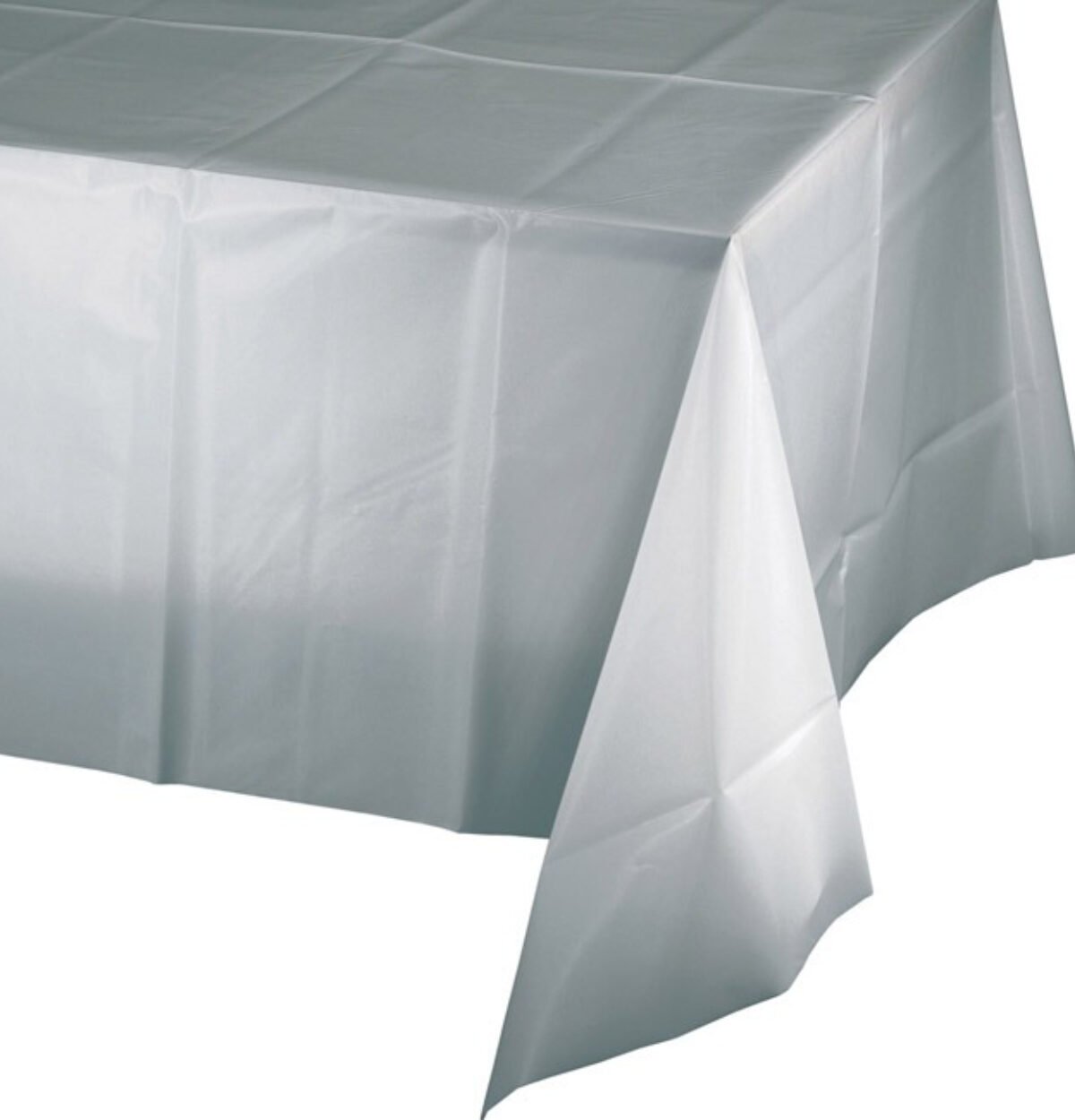 Silver Solid Rectangular Plastic Table Cover 54" x 108"