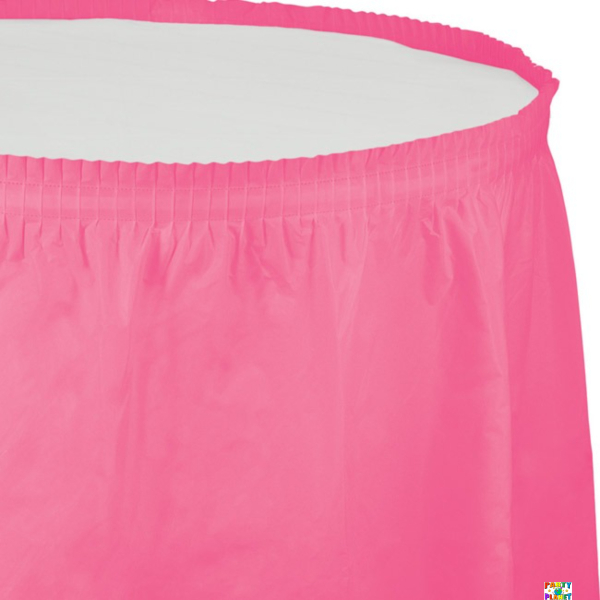 Candy Pink Plastic Table Skirt 29in x 14ft