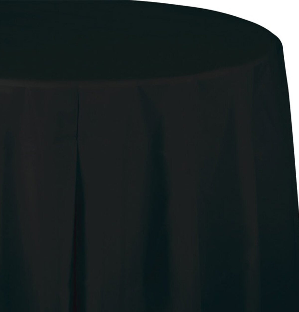 Black Solid Round Plastic Table Cover 84"