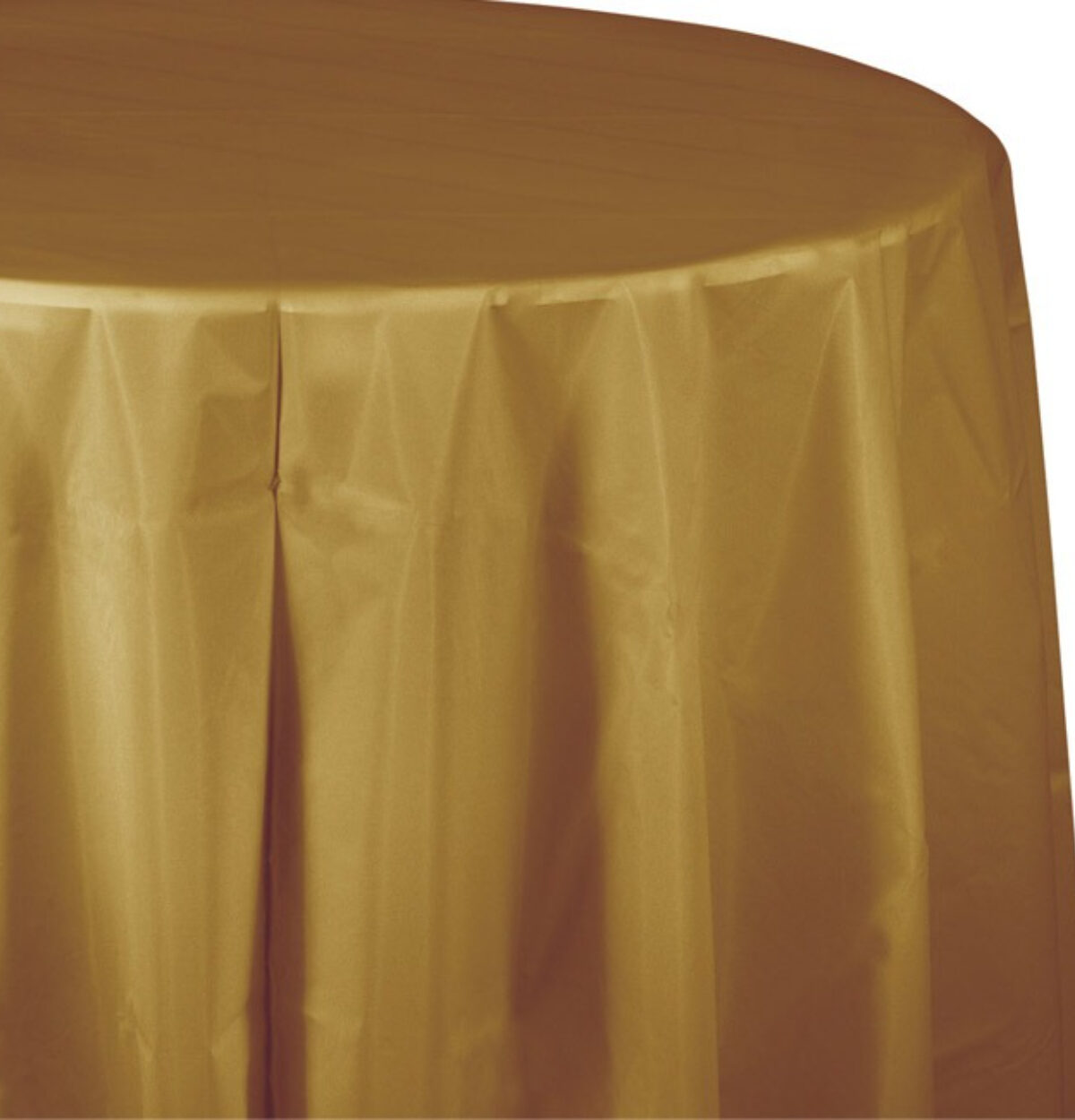 Glittering Gold Plastic Octy-Round Tablecover 82"