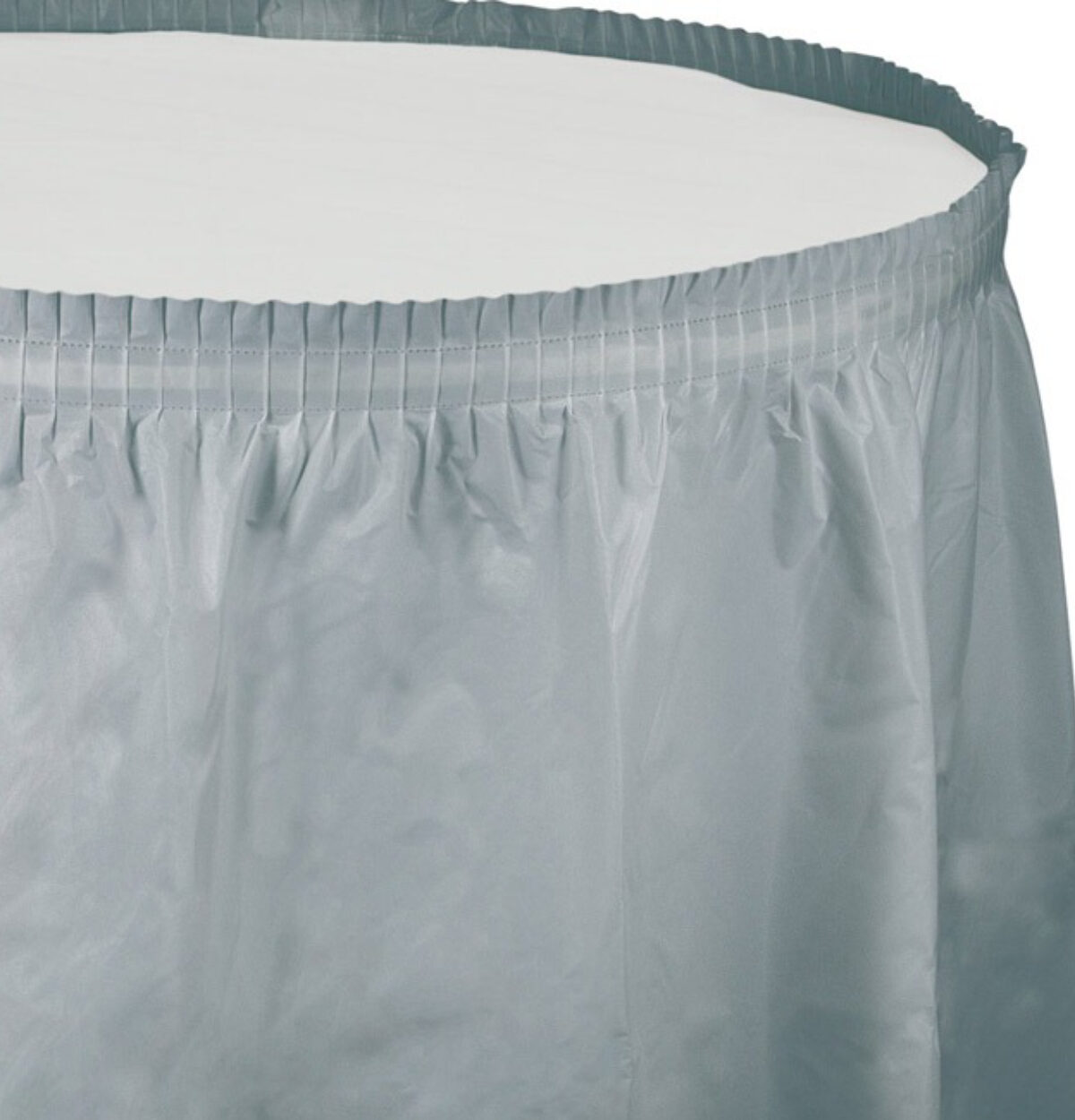 Shimmering Silver Plastic Table Skirt 29in x 14ft
