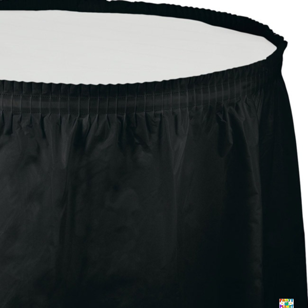 Black Velvet Plastic Table Skirt 29in x 14ft