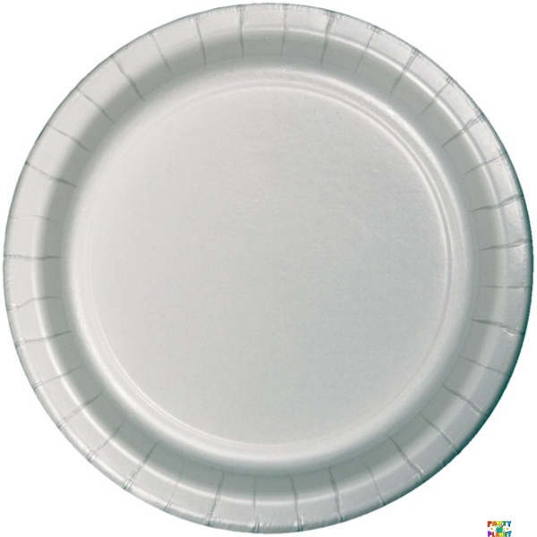 Shimmering Silver 7" Paper Plates 24ct.