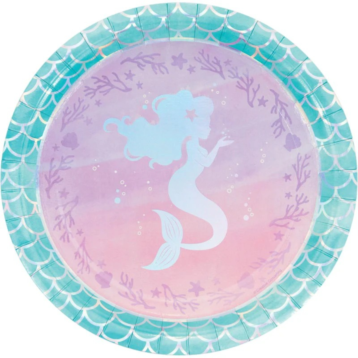 imgi_42_1150738797.jpg Mermaid Swimming 9" Plates 8ct. - Image 1
