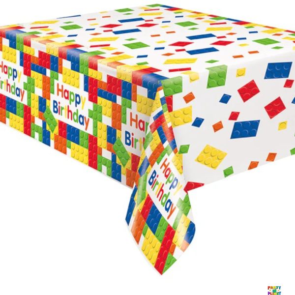 BUILDING BLOCKS BDAY PLASTIC TABLE COVER 54X84