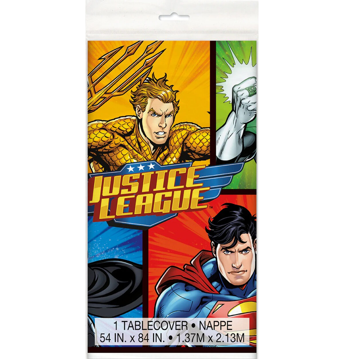 JUSTICE LEAGUE PLSTC TABLE COVER 54X84