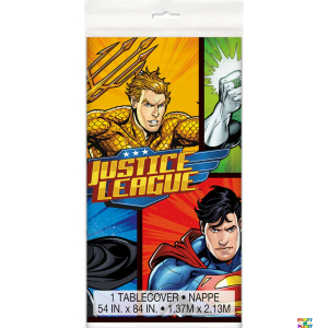 JUSTICE LEAGUE PLSTC TABLE COVER 54X84
