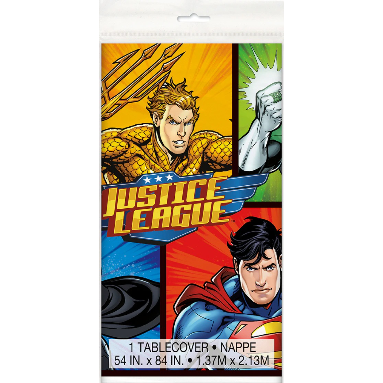 imgi_54_49963pkg.jpg JUSTICE LEAGUE PLSTC TABLE COVER 54X84 - Image 1