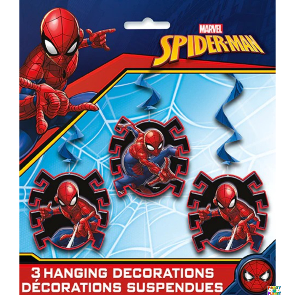 SpiderMan Hanging Swirl Decorations 26" 3ct.