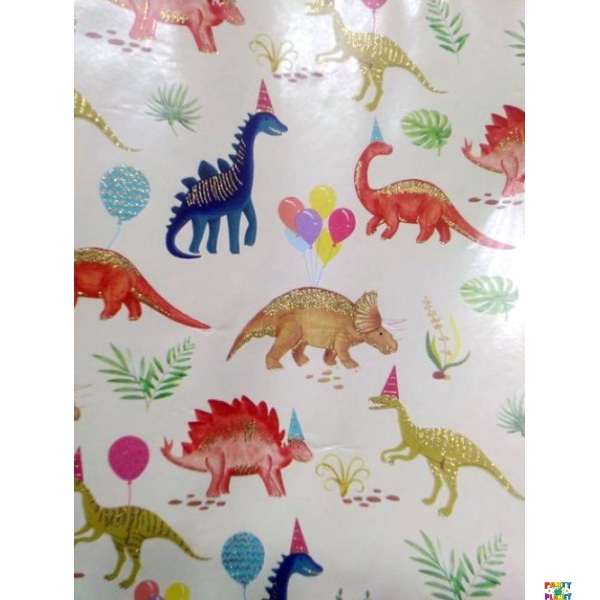 Dinosaur Non-Shed Glitter 24"x50' gift wrap