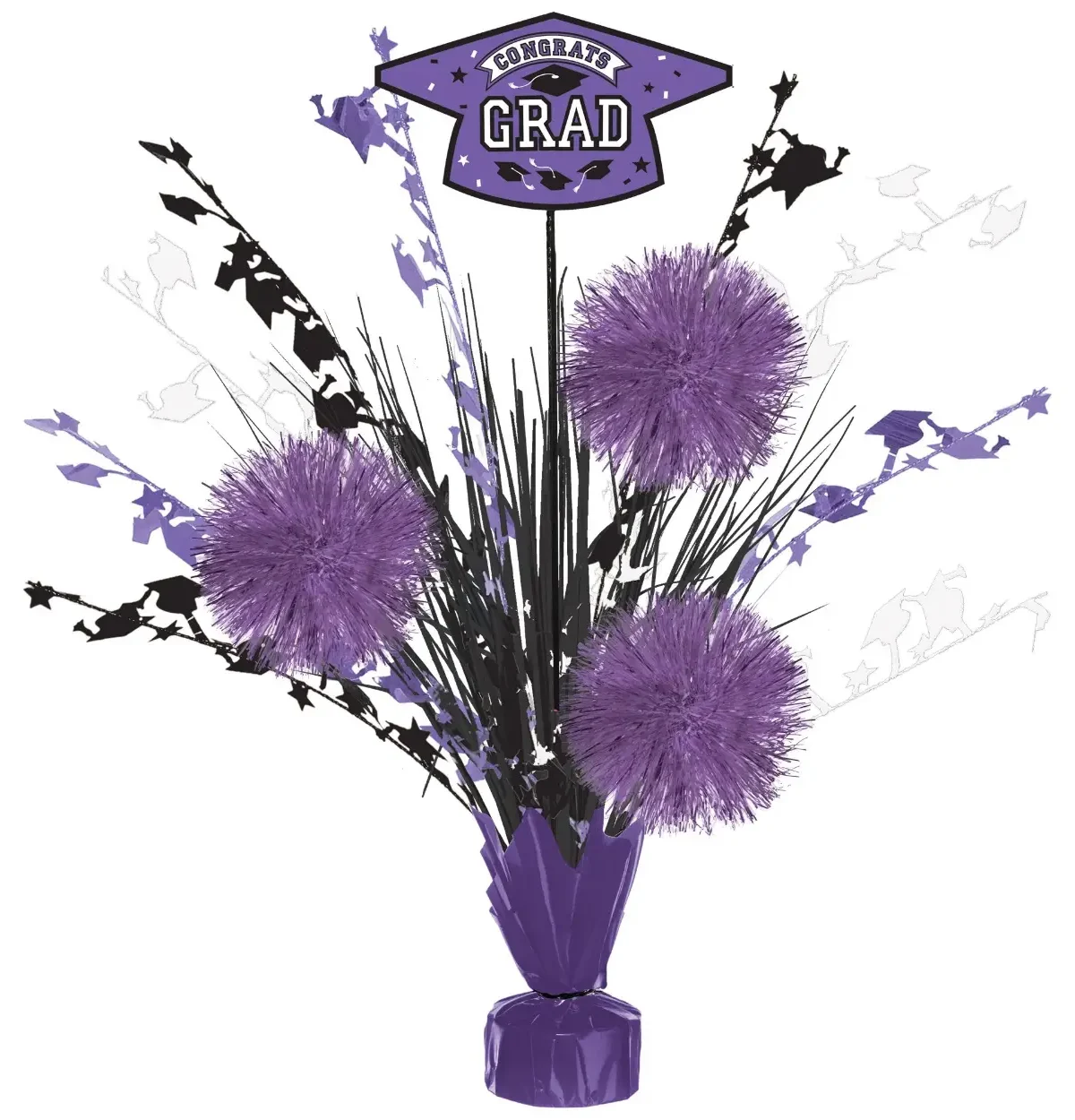 Grad Tinsel Burst Centerpiece - Purple