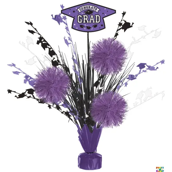 Grad Tinsel Burst Centerpiece - Purple