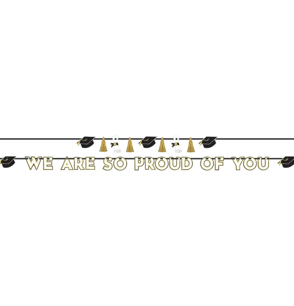 We Are So Proud Of You Letter Banner Kit - Black, Silver, Gold