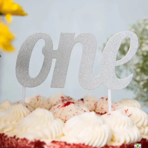 Silver One Cake Topper