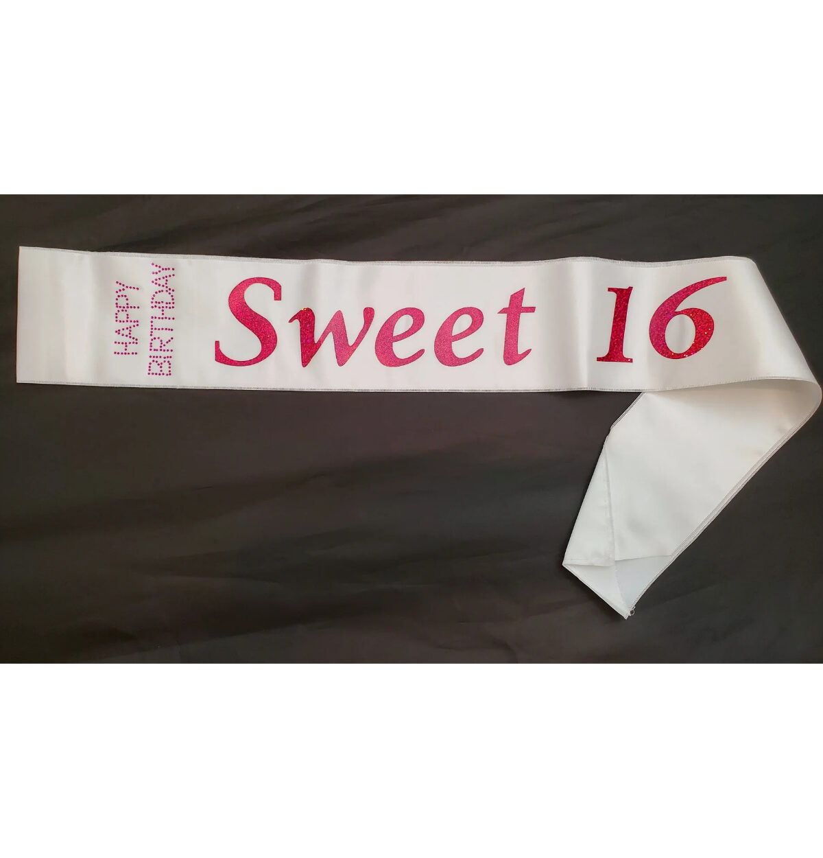 White Sweet 16 Birthday Sash