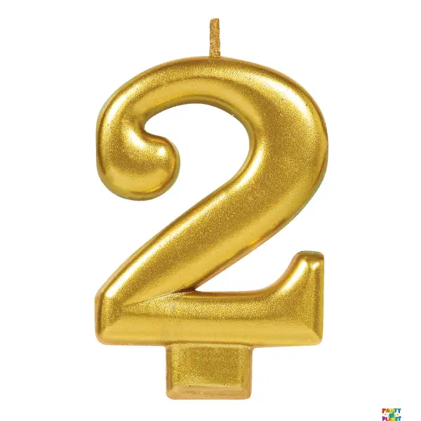 Metallic Gold Numeral 2 Candle