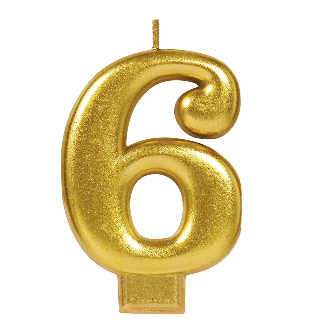 Numeral #6 Metallic Candle - Gold